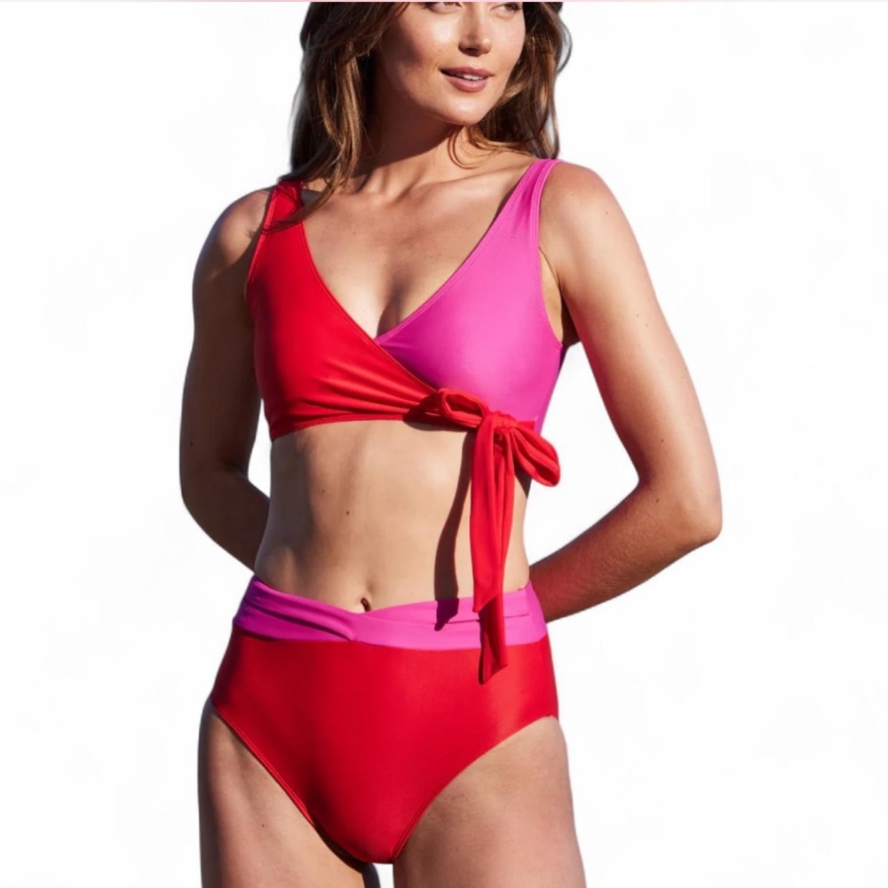 Summersalt Pink and Red Wrap Bikini